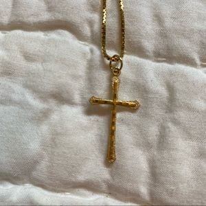 Gold cross 16” necklace